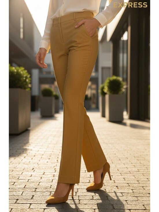 Express Pants - Classic Professional Express Gold Dress Pants Office Quiet Luxury Polished